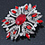 Stunning Bridal Red, Clear Austrian Crystal Corsage Brooch In Rhodium Plating - 60mm Length - view 3
