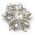 Stunning Bridal Clear Austrian Crystal Corsage Brooch In Rhodium Plating - 60mm Length - view 6