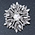 Stunning Bridal Clear Austrian Crystal Corsage Brooch In Rhodium Plating - 60mm Length