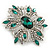 Stunning Bridal Emerald Green, Clear Austrian Crystal Corsage Brooch In Rhodium Plating - 60mm Length - view 5