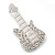 Rhodium Plated Clear Crystal 'Guitar' Brooch - 60mm Length - view 2
