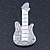 Rhodium Plated Clear Crystal 'Guitar' Brooch - 60mm Length - view 5