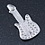 Rhodium Plated Clear Crystal 'Guitar' Brooch - 60mm Length - view 4