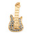Gold Plated Clear Crystal 'Guitar' Brooch - 60mm Length - view 6