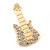 Gold Plated Clear Crystal 'Guitar' Brooch - 60mm Length - view 2