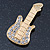 Gold Plated Clear Crystal 'Guitar' Brooch - 60mm Length - view 3