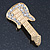 Gold Plated Clear Crystal 'Guitar' Brooch - 60mm Length - view 4