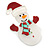 White/ Red Acrylic Crystal Christmas 'Snowman' Brooch - 55mm Length - view 3