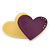 Yellow/ Purple Austrian Crystal Double Heart Acrylic Brooch - 70mm Across - view 6