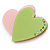 Baby Pink/ Lime Green Austrian Crystal Double Heart Acrylic Brooch - 70mm Across - view 2