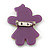 Purple/ Bright Yellow Austrian Crystal Acrylic 'Gingerbread Girl' Brooch - 50mm Length - view 4