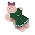 Baby Pink/ Dark Green Austrian Crystal Acrylic 'Gingerbread Girl' Brooch - 50mm Length - view 3