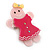 Baby Pink/ Magenta Austrian Crystal Acrylic 'Gingerbread Girl' Brooch - 50mm Length - view 3