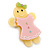 Bright Yellow/ Baby Pink Austrian Crystal Acrylic 'Gingerbread Girl' Brooch - 50mm Length - view 3