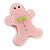 Baby Pink Austrian Crystal Acrylic 'Gingerbread Man' Brooch - 45mm Length - view 3