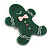 Dark Green Austrian Crystal Acrylic 'Gingerbread Man' Brooch - 45mm Length - view 3