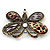 Large Animal Print Butterfly Brooch/ Pendant In Antique Gold Tone - 75mm Across - view 4