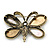 Large Animal Print Butterfly Brooch/ Pendant In Antique Gold Tone - 75mm Across - view 5