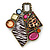 Animal Print, Multicolured Austrian Crystal Geometric Brooch In Antique Gold Tone - 80mm Across - view 2