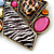 Animal Print, Multicolured Austrian Crystal Geometric Brooch In Antique Gold Tone - 80mm Across - view 4