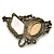 Oversized Animal Print, Multicolured Austrian Crystal Geometric Brooch/ Pendant In Antique Gold Tone - 90mm Across - view 5