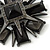 Victorian Style Black Resin Stone Layered Cross Brooch In Gun Metal - 75mm Across - view 5