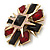 Victorian Style Black/ Red Resin Stone Layered Cross Brooch In Gold Tone Metal - 75mm Across - view 2
