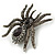 Large Black, Grey Crystal Spider Brooch In Black Tone Metal - 58mm Width - view 2