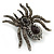 Large Black, Grey Crystal Spider Brooch In Black Tone Metal - 58mm Width - view 3