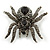 Large Black, Grey Crystal Spider Brooch In Black Tone Metal - 58mm Width - view 4
