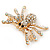 Clear, AB Crystal Spider Brooch In Gold Plating - 37mm Width - view 2
