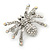Clear, AB Crystal Spider Brooch In Rhodium Plating - 37mm Width - view 2
