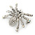 Clear, AB Crystal Spider Brooch In Rhodium Plating - 37mm Width - view 3