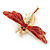Red/ Burgundy Crystal Dragonfly Brooch In Gold Tone Metal - 70mm Across - view 7