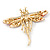 Red/ Burgundy Crystal Dragonfly Brooch In Gold Tone Metal - 70mm Across - view 8