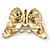 Small Brown, Champagne, Milky White  Austrian Crystal Butterfly Brooch In Gold Plating - 35mm Length - view 5