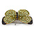 Green/ Olive Pave Set Swarovski Crystal Butterfly Brooch In Gold Tone - 45mm Across - view 4