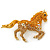 Orange Gold/ Citrine Pave Set Austrian Crystal 'Horse' Brooch In Gold Plating - 65mm Across - view 5