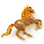 Orange Gold/ Citrine Pave Set Austrian Crystal 'Horse' Brooch In Gold Plating - 65mm Across - view 2
