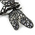 Black, Grey Austrian Crystal Dragonfly Brooch With Moving Tail In Black Tone Metal - 80mm Length - view 3