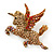Stunning Austrian Crystal 'Unicorn' Brooch In Antique Gold Tone - 50mm Length - view 6