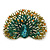 Large Multicoloured Austrian Crystal 'Peacock' Brooch/ Pendant In Antique Gold Metal - 80mm Width