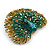 Large Multicoloured Austrian Crystal 'Peacock' Brooch/ Pendant In Antique Gold Metal - 80mm Width - view 4