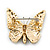 Small Brown, Black, Lemon Yellow, Orange Austrian Crystal 'Monarch' Butterfly Brooch In Gold Plating - 30mm Length - view 4