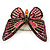 Fuchsia, Pink, Black, Orange Austrian Crystal Butterfly Brooch In Gold Plating - 50mm Length - view 3