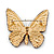 Fuchsia, Pink, Black, Orange Austrian Crystal Butterfly Brooch In Gold Plating - 50mm Length - view 5