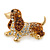 Small Austrian Crystal Coсker Spaniel Dog Brooch In Gold Plating - 35mm L - view 4
