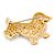 Small Austrian Crystal Coсker Spaniel Dog Brooch In Gold Plating - 35mm L - view 3