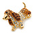 Small Austrian Crystal Coсker Spaniel Dog Brooch In Gold Plating - 35mm L - view 2