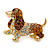 Small Austrian Crystal Coсker Spaniel Dog Brooch In Gold Plating - 35mm L